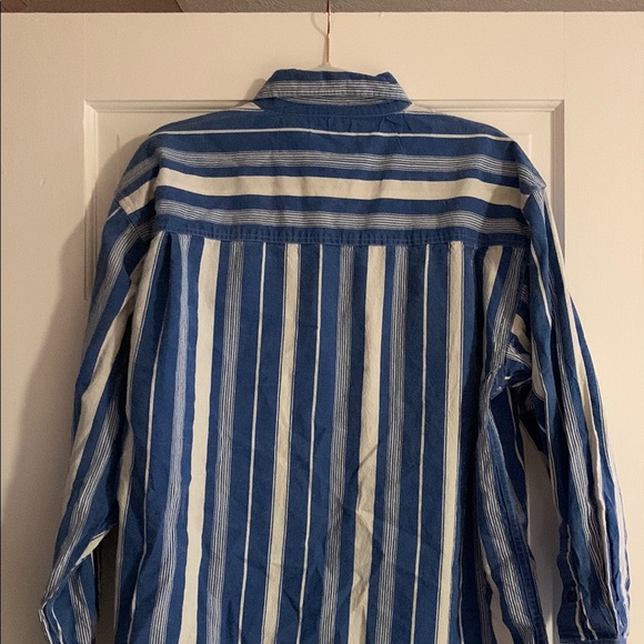 Blue and White Striped Button Down Shirt - Picture 5 of 7